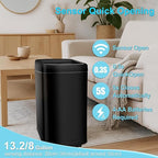 Smartowner 8 Gallon Motion Sensor Trash Can with Roll Lid & Wheels - Automatic Touchless Trashcans for Kitchens, Bedroom, Office Trash Bin (Black)