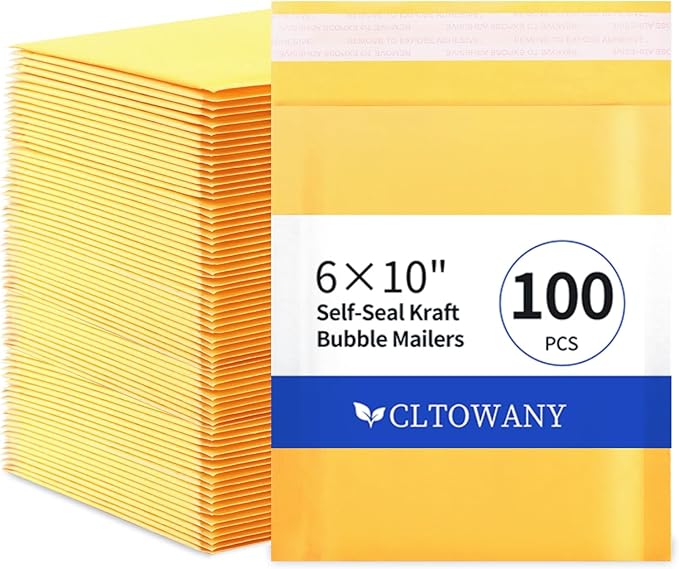 Cltowany Padded Envelopes 6×10' Inch 100 Pack Self-Sealing Paper Envelopes for Shipping, Mailing,Packaging,Strong Adhesion Envelope Mailers