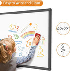 VIZ-PRO Magnetic Dry Erase White Board, 72 X 40 Inches, Black Aluminium Frame