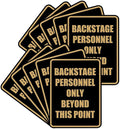 Portrait Round Backstage Personnel Only Beyond This Point Door or Wall Sign Easy Installation | Music | Concert | Festivals Sign (Black Gold) - Large (10 Pack)
