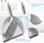 BSMstone Small Broom with Dustpan Combo Set Mini Broom and Brush Set Hand Sweeper for Cleaning Desk Office Kitchen Pet Nest (White)