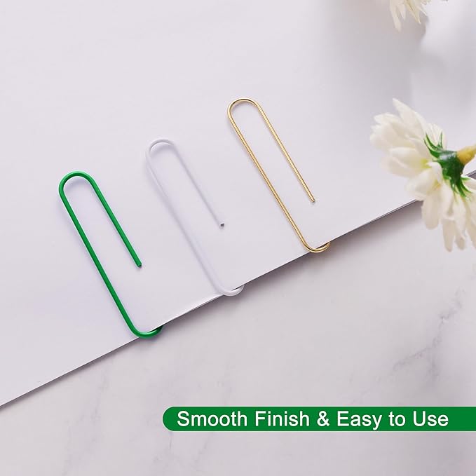 NEEWAY 200pcs Large Green Paper Clips, 2 Inch Jumbo Paper Clip, Ceative Colored Paperclips for Paperwork Office