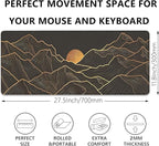 Gold Mountains Mouse Pad Desk Pad,Extended Gaming Mouse Mat with Stitched Edges Non-Slip Waterproof Rubber Base Mous Mat for Office,Computer,Keyboard,Laptop and Home Desk Pad(27.5X11.8 in)