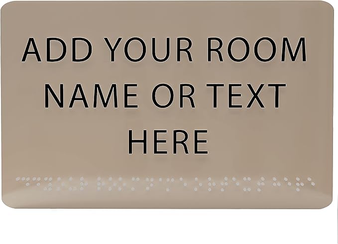 ADA CENTRAL SIGNS - 9" X6" Personalized Custom Sign - ADA Compliant Tactile Graphics Grade 2 Braille Text Acrylic Wall Signs - Add Your Room Name Text Sign for Home School Office Business Workplace