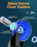 RidRed Gaming Chair Wheels - Heavy-Duty Office Chair Wheels - Replacement Rubber Casters- Universal Fit 3 Inch Chair Casters, Noise Free, Fits 98% Chair, for All Floor