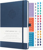 Smart Planner Pro – Undated Daily Planner – Medium B5 – Achieve Goals & Increase Productivity with Weekly, Monthly, Work Sections - Organizer Planner with Back Pocket, 3 Satin Bookmarks & Pen Holder