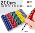 MROOFUL 200 PCS Of Blue, Red, Green, Yellow, Black Woodworking Lead, Carpenter Pencil Replacement Core, Large Capacity 2.8mm, Long Nose Deep Hole Mechanical Pencil Marker Replacement Lead