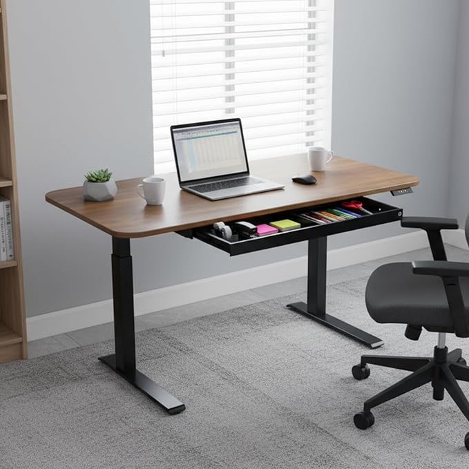 PERFECT POSTURE Under Desk Storage Drawer with Lock — Slim Pen & Pencil Drawer for Regular & Sit-Stand Standing Desks, Gray (33” x 9.4”)