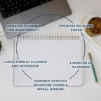 Merely Home | Durable & Sleek | Undated Daily and Weekly Planner | 8.25" x 11.75" | To Do List Notebook for Work | Simple Design | Multiple Layouts | Planner and Notebook in One (Rust, Daily Planner - Landscape)