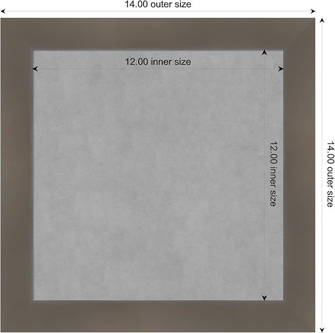 Amanti Art Grey Framed Magnetic Board 14x14 X-Small Vision Board for use with Magnets, 100% Metal Sheet to Display Items as Office Decor or for Home Organization in mudroom, Kitchen or Kids Room