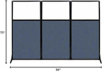 Versare Workstation Partition | Portable Wall Divider | Modern Office Cubicle | Free Standing Privacy Screen | Flexible Work Space | 99" x 70" W/Window, Ocean Fabric Panels