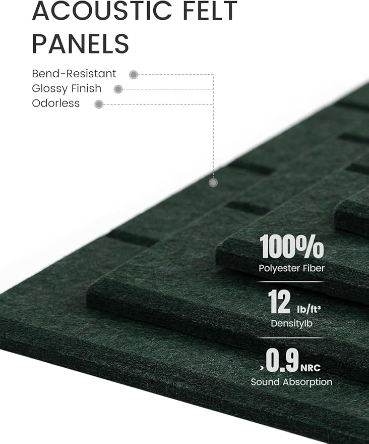 Fluxynara Large Felt Bulletin Board 36"x24" Cork Board Alternative - 6 Pack with 40 Safe Removable Adhesive Tabs, Cork Boards for Walls Cork Board for Home Office Classroom Pin Board- Pine Green
