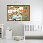 FEBSNOW Cork Board Bulletin Board 23 x 15.7Inches with Rectangle Black Frame Hanging Pin for Walls Office Message Board or Vision Board Decoration