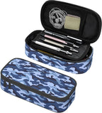 YIJIUWKIS Kids Adults Camo Style Pencil Case Blue Pencil Box for Boys Men Girls Women, Portable Canvas Storage Pouch Marker Pen Organization Bag, Desk Office Organizer Travel Bag