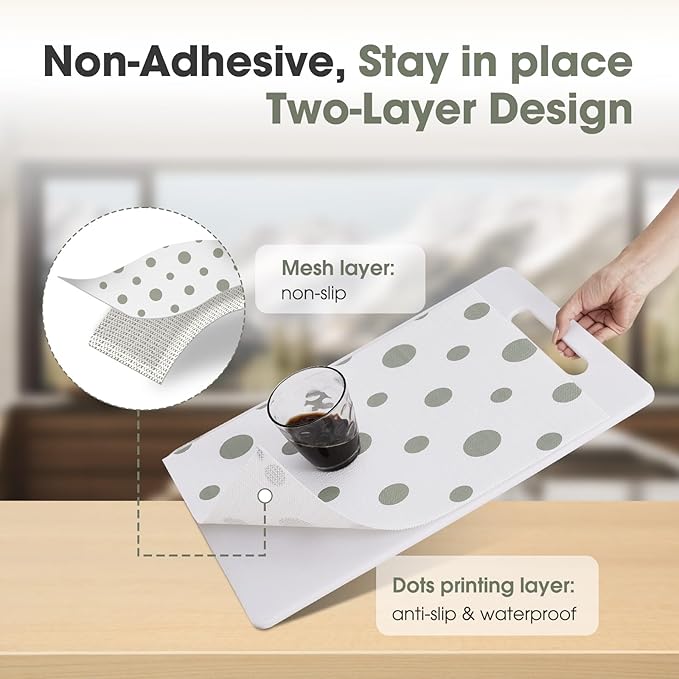 ALIUNI Drawer and Shelf Liner, Non-Slip Kitchen Cabinet Liners Non-Adhesive Thick Strong Grip Waterproof Washable Mats Protect Dresser Shelves Cupboard Bathroom Cabinets, Polka Dot, 24 in X 20 FT