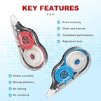 WISOPTUS 15PCS White Correction Tape with Dispenser, 39.37ft Each, Fast, Clean, Opaque and Easy to Use Tear-Resistant Correction Tape Bulk Office or School Supplies, Blue, Red, Gray