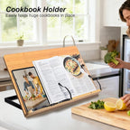 wishacc 24" Oversized Large Book Stand & Holder for Reading Hands Free for Large Books in Bed,Cookbook,Textbook,Law,with 8 Adjustable Height Laptop Stand