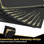 Fainne 120 Packs Certificate Holders Bulk, Diploma Covers Gold Foil Border, Document Covers for Letter Size 8.5x11 Award Certificates, Cardstock, Document Papers, Paper Card Stock(Black)