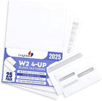 W2 Forms 2025 with Envelopes, Blank W2 4 Up Tax Forms 2025, 25 Employees kit, with Instructions in Back, Compatible with QuickBooks and Accounting Software, Idea for E-Filing, 25 Self Seal Envelopes,