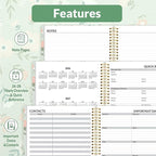 SUNEE 2026 Weekly and Monthly Planner - from January 2026 - December 2026, Daily Agenda Planner with Monthly Tab, Flexible Cover, Note Pages, Pockets, Bookmark, Spiral Binding, Green Wildflowers, 8.5"x11"