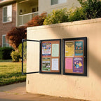 Homezelle Enclosed Cork Bulletin Board 36"x24" Outdoor Weatherproof Cork Noticeboard with Locking Door Wall-Mounted Black Aluminium Frame for Home, School, Office, Community, Hospital
