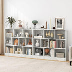 Tangkula 10-Cube Bookshelf, 47.5”L Floor Bookcase with 2 Anti-Tipping Kits, Freestanding Storage Organizer, 4-Tier Display Shelf for Home, Office & Dorms, Natural/White (White, 10-Cube)