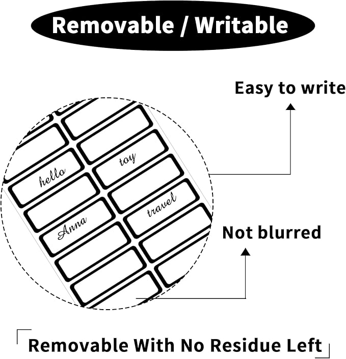 STARLIBOO Removable Freezer Labels Stickers, Blank Freezer Labels for Food Containers, 1x3 Inch Waterproof Label (Black Border,240 Labels)