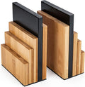 JUSK DESIGN Bamboo Book End/Book Organizer - Non-Skid Decorative Bookends for Office and Home - Book Holders for Shelves - Substantial Weight - Holds Heavy Books