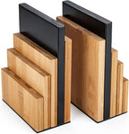 JUSK DESIGN Bamboo Book End/Book Organizer - Non-Skid Decorative Bookends for Office and Home - Book Holders for Shelves - Substantial Weight - Holds Heavy Books