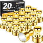 Junarter 20 Pack Magnetic Push Pins, Gold Strong Fridge Magnets, Whiteboard Magnets, Refrigerator Magnets Strong, Dry Erase Board Magnets for Fridge, Whiteboard, Office, Classroom, Kitchen, Map