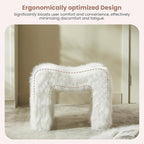 ZYKZYK Modern Vanity Stool Ottoman, Backless Faux Fur Small Footstool for Makeup Room, Living Room, Bedroom, Entryway Portable and Comfortable Seating (Single Piece) White