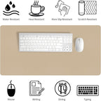 Bloss Beige Desk Mat 23.6" x 13.8", Desk Matt for Desktop, Large Leather Mouse Pad Waterproof, Computer Mat for Office Work/Home/Decor/Protector