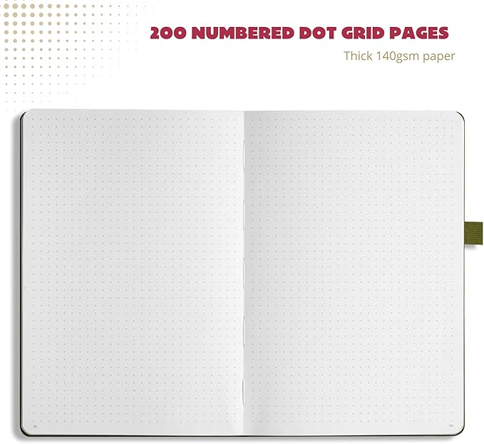 VIVID SCRIBBLES Dotted Journal – 140gsm Bleed Proof Thick White Paper – 200 Numbered Dot Grid Pages – 5.8 x 8.3 inch Bullet Dotted Notebook