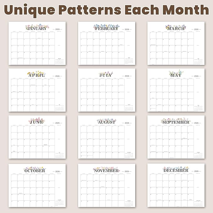 2026 Desk Calendar - 18 Month Desktop Calendars (Jan 2026–Jun 2027),Large 22x17 Monthly Calendar with Home & Office Floral Desk Pad Calendars (Apricot, 22*17)