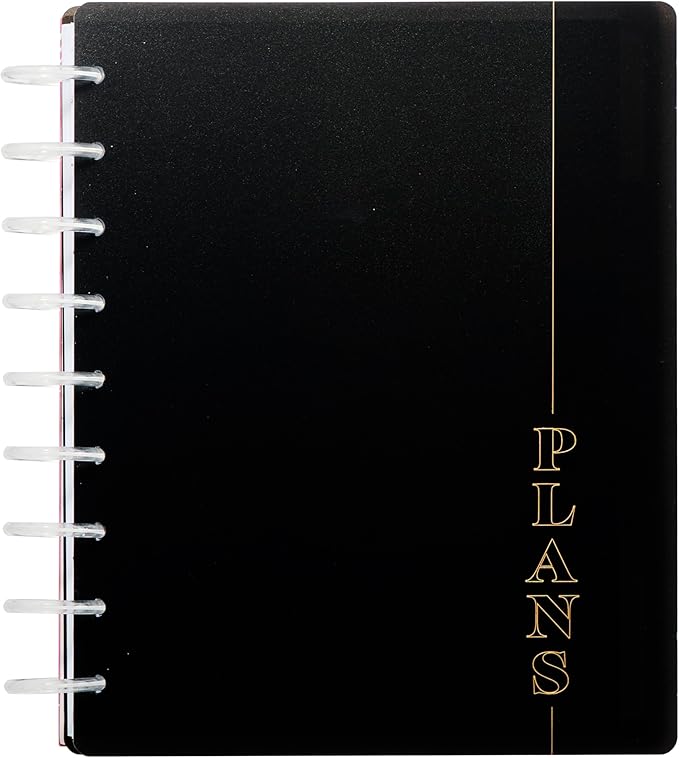 Happy Planner Undated Plans + Notes Monthly Planner Notebook Journal, 12-Month Planner, Modern Texture, Classic Size, 60 Pages, 4 Dividers, 4 Sticker Sheets, 7" x 9.25"