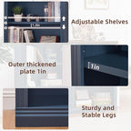 RWYHG 43" Blue Tall Bookshelf Set of 3,3-Tier Thick Wooden Book Shelf with Adjustable Shelves,Free Standing Farmhouse Bookcase with Open Display Storage,Floor Vintage Bookshelves for Living Room ﻿