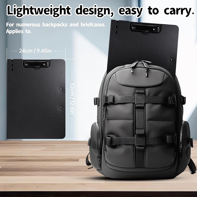 FRETONBA Clipboard Folder, 5 Pack A4 Foldable Clipboard with Horizontal and Vertical Double Metal Clips, 360 Degree Foldable Binder Clipboards with Pen Holder, File Cover Folder Clipboards, Black
