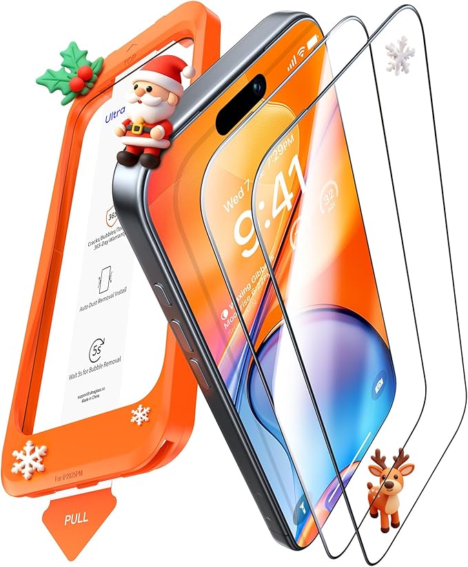 UltraGlass TOP 9H+ Armor for iPhone 15 Pro Screen Protector [NO.1 Military Grade Shatterproof] Screen Protector 15 Pro Tempered Glass Full Coverage [Longest Durable] Easy Installation, 2 Pack