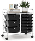 LDAILY 9 Drawer Rolling Storage Cart, Rolling Cart with Drawers for Classroom, Art Supply Craft Organizer on Wheel with Metal Frame & Handles for Home Office School