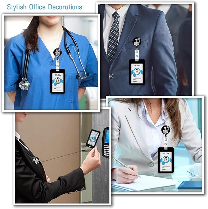 Skull Skeleton Badge Holder Retractable Lanyard, Lanyards for ID Badges Name Tags Vertical Card Holder, Detachable Lanyard Badge Reel Retractable, Teacher Nurse Workers Women Office Gifts I'm Fine