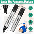 Fuutreo 16 Pcs Jumbo Size Permanent Markers Bulk Large Chisel Tip Permanent Markers Thick Waterproof Jumbo Pens Set Huge Poster Supplies(Multicolor)