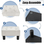 BRIAN & DANY Small Foot Stool, Velvet Foot Stools with Legs, Stable Small Footstool for Living Room, Milky White