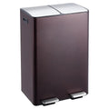 Garvee Dual Trash Can, 16 Gal (2 x 30 l) Stainless Steel Kitchen Garbage Can with Lid and Inner Bucket, Double Compartment Trash and Recycle Bin Combo with Step Pedal for Home Office, Brown