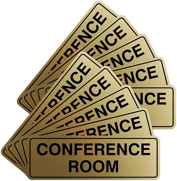 Standard Conference Room Sign - Brushed Gold - Medium 10 Pack