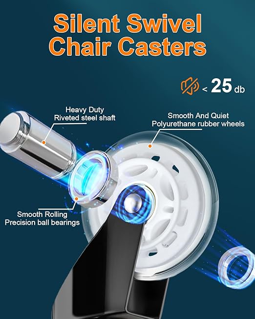 RidRed Gaming Chair Wheels - Heavy-Duty Office Chair Wheels - Replacement Rubber Casters - Universal Fit 3 Inch Chair Casters, Noise Free, Fits 98% Chair, for All Floor (White)