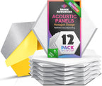 Acoustic Panels 12 Pack Soundproof Wall Panels, 14" X 12" X 0.4" Sound Proof Panles, High-Density Wall Decoration Sound Absorbing Panel, Hexagon Wall Panel for Home Office with Self-Adhesive (White)