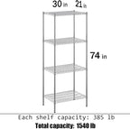Regal Altair 21" Deep x 30" Wide x 74" Height Wire Shelving Kit | 4-Tier | NSF Commercial Storage Rack Unit
