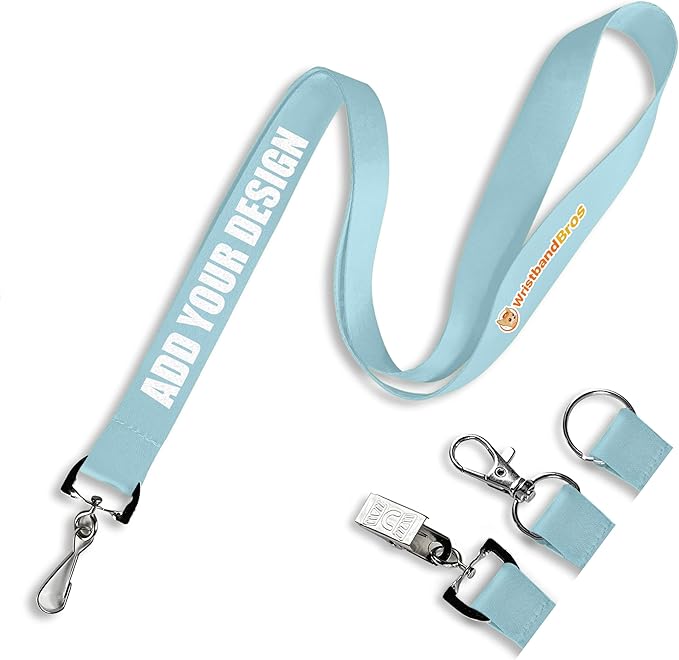 Wristband Bros Custom Lanyards For ID Badges, Keys & More | Add Text & Logos | Choose Your Attachment | Bulk Quantities For Events