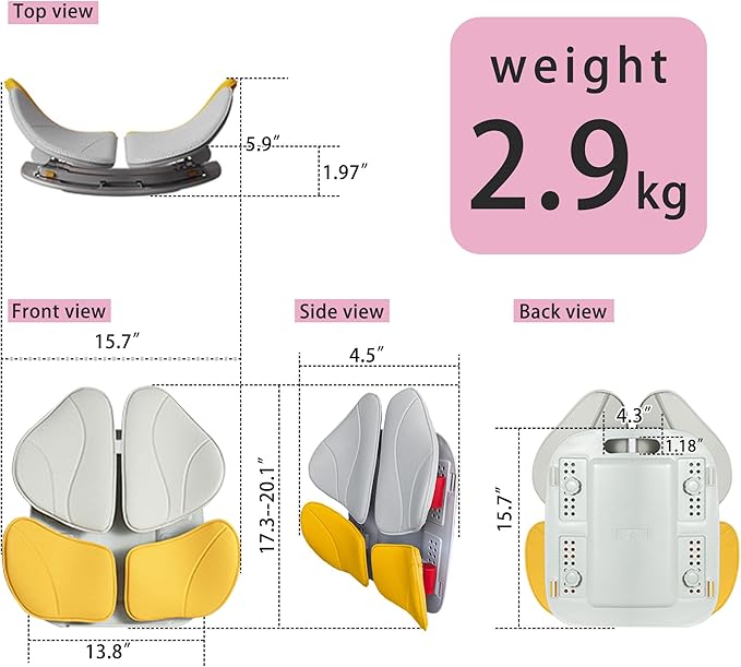Rechteckig Lumbar Support Pillow for Office Chair, Office Home Must Haves, Back Support for Car, Back Cushion, Back Support Pillow for Chair, Height Adjustable, Dynamic Tracking of Back Movement