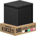Metronic Bubble Mailers 8.5x12 500 Pack Black Waterproof Thick Padded Envelopes Mailing Envelopes Bubble Padded for Packaging, Makeup, Gift, Mailing, Shipping, Small Items Supplies